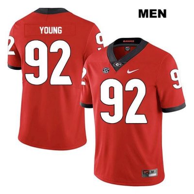 Men's Georgia Bulldogs NCAA #92 Justin Young Nike Stitched Red Legend Authentic College Football Jersey GEZ3454BC